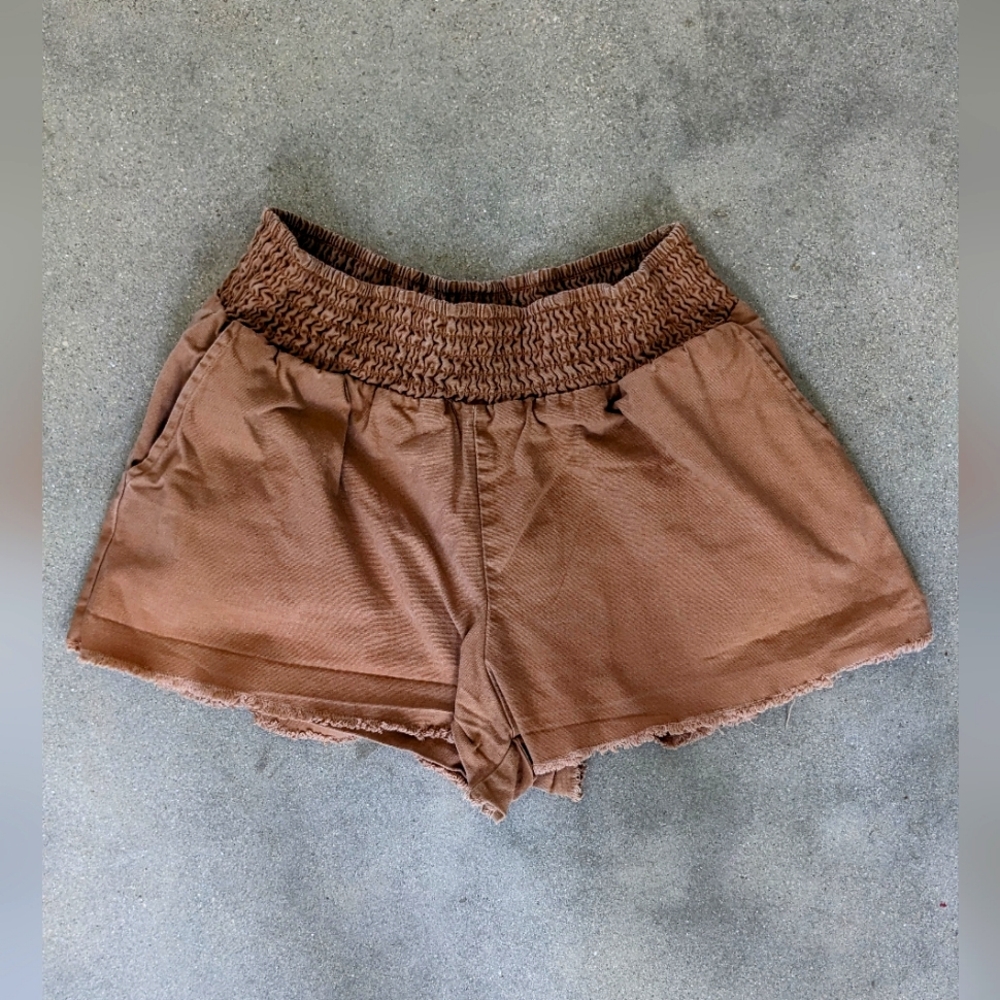 ❤️ Women's Rust Colored Scrunchie Elastic Waist Shorts Size l